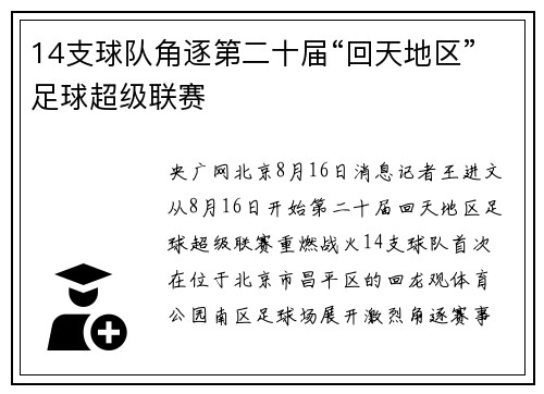 14支球队角逐第二十届“回天地区”足球超级联赛